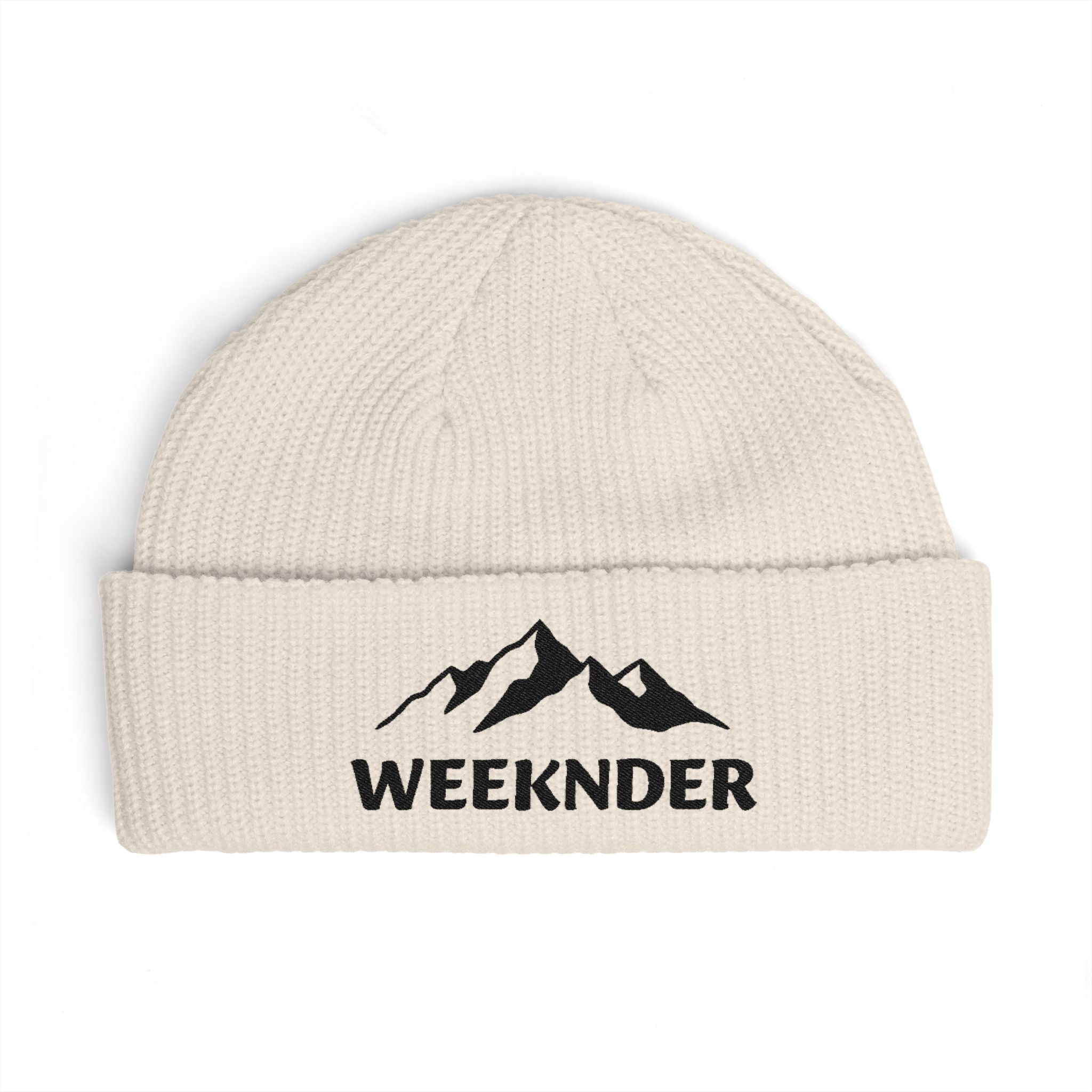 Weeknder Mountain Cuff Beanie — Embroidered Outdoor Knit Hat
