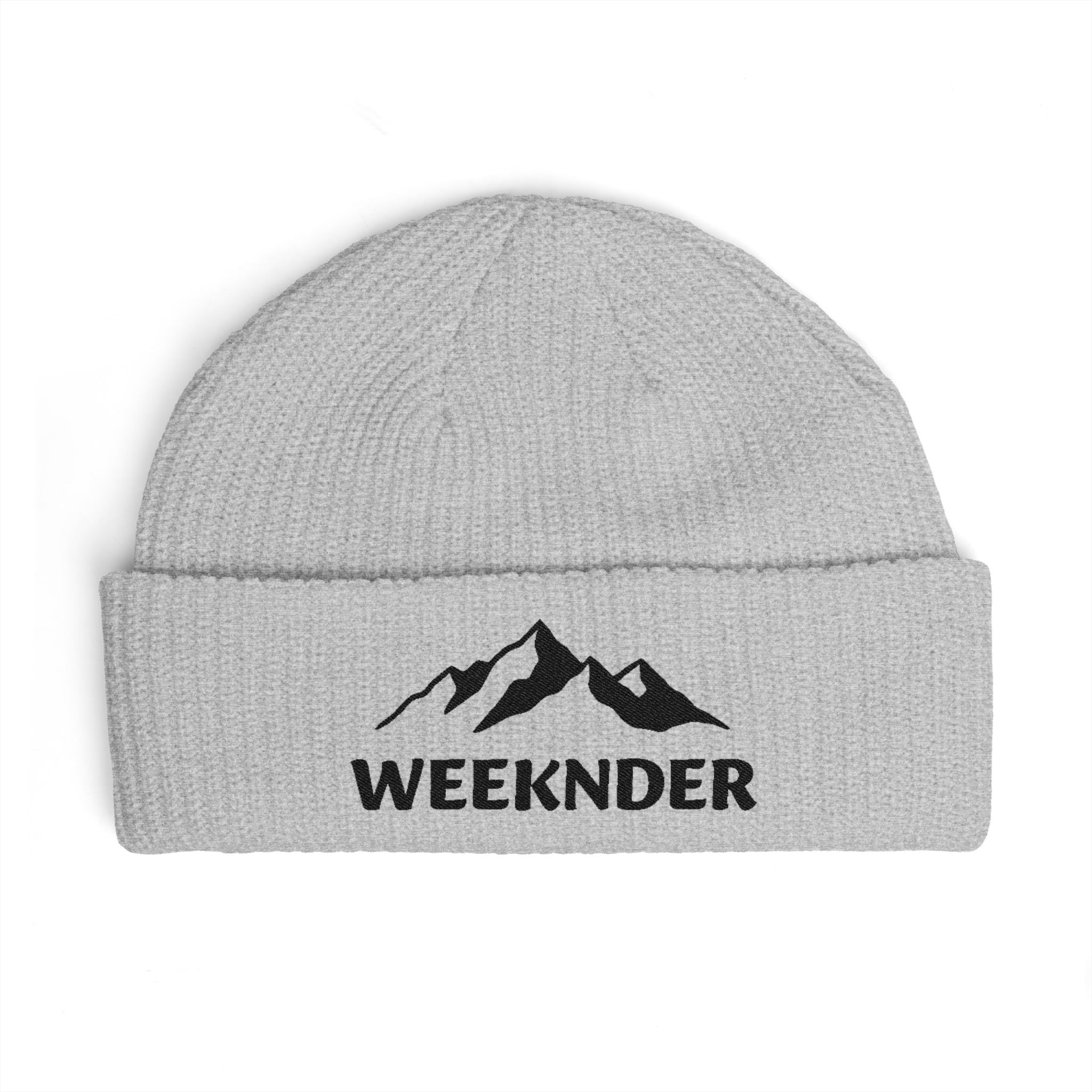 Weeknder Mountain Cuff Beanie — Embroidered Outdoor Knit Hat